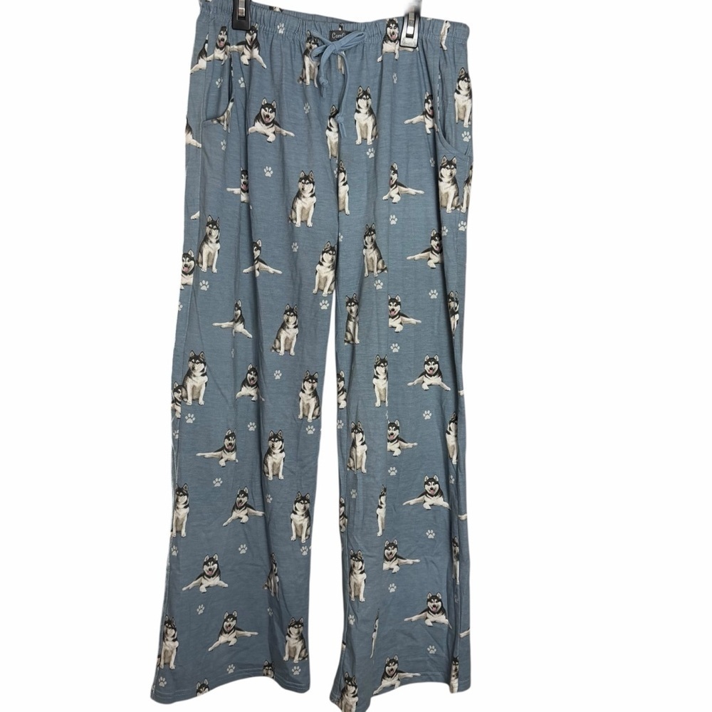 Comfies Gray Husky Dog Print Pajama Pants Women’s M